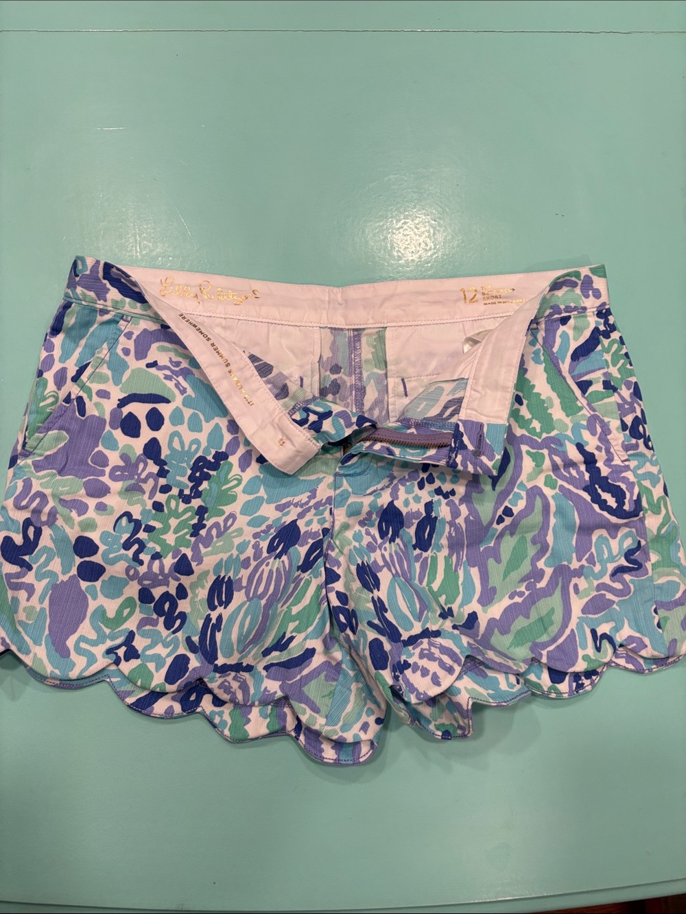 Lilly Pulitzer Lavender, Mint & Navy Scallop Hem Shorts